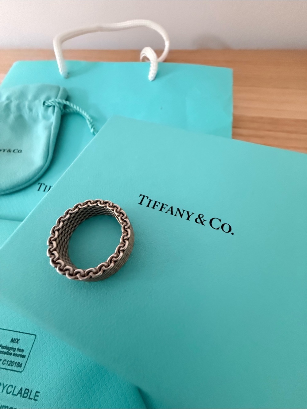 🩵 Tiffany & Co Somerset Mesh Band Ring Sterling Silver 925 Size 8 🩵